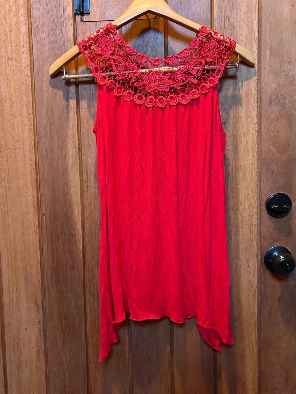 Simply Irresistible Bright Red Crochet-Yoke Tank Top